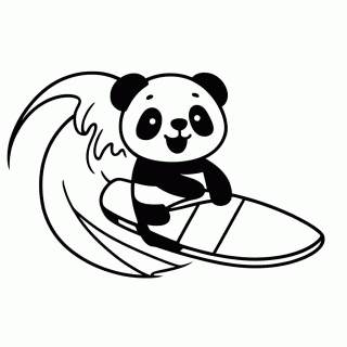 Panda Surfista para colorir