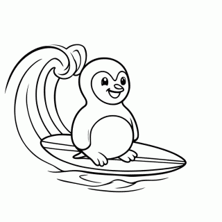 Pinguim Surfista para colorir