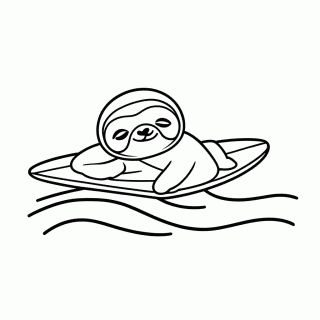 Preguiça Surfista para colorir
