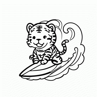 Tigre Surfista para colorir