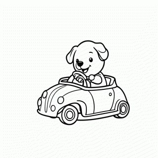 Cachorro de Carro para colorir