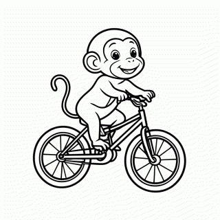 Macaco de Bicicleta para colorir