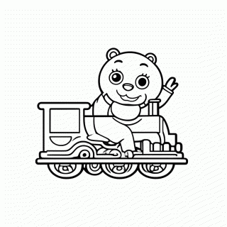 Urso de Trem para colorir
