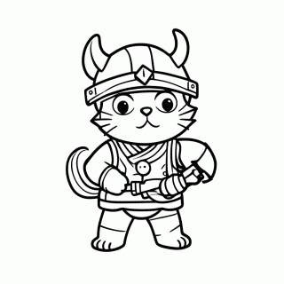 Gato Viking para colorir