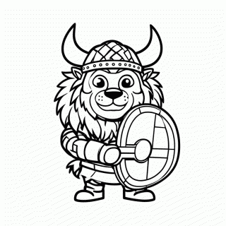 Leão Viking para colorir
