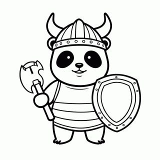 Panda Viking para colorir