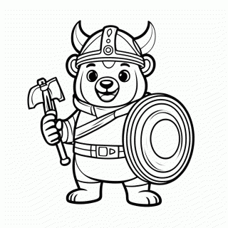 Urso Viking para colorir