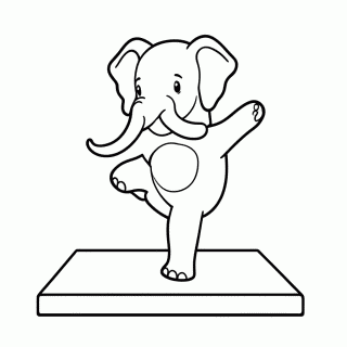 Elefante no Yoga para colorir