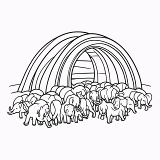 Animais Em Fila Arca para colorir