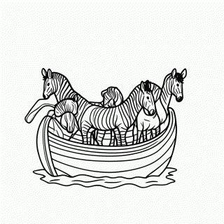 Casal De Zebras Na Arca — Arca de Noe para Colorir