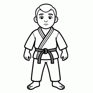 Judoca Faixa Preta para colorir