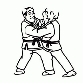 Judoca Pegando Judogi para colorir