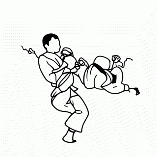 Judoca Projetando para colorir