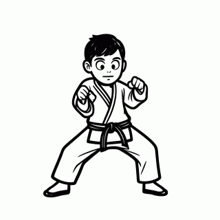 Karateca Faixa Branca — Artes Marciais para Colorir