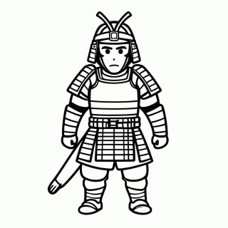 Samurai Com Armadura para colorir