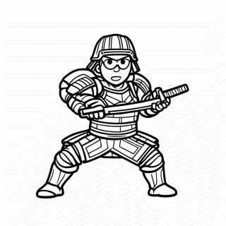 Samurai Com Katana para colorir