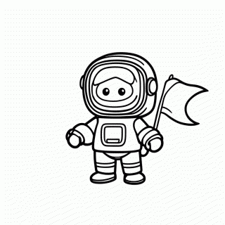 Astronauta Na Lua Bandeira para colorir