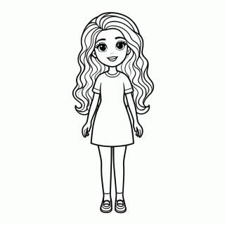 Barbie Cabelo Cacheado para colorir