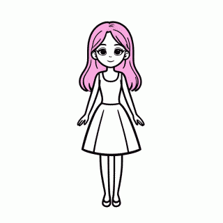 Barbie Cabelo Rosa para colorir