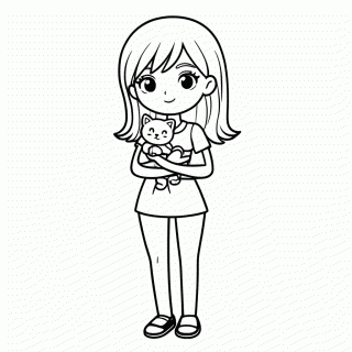 Barbie Com Gatinho para colorir