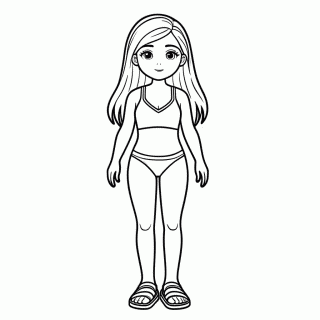 Barbie Na Praia Biquini para colorir