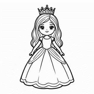 Barbie Princesa Coroa — Barbie para Colorir