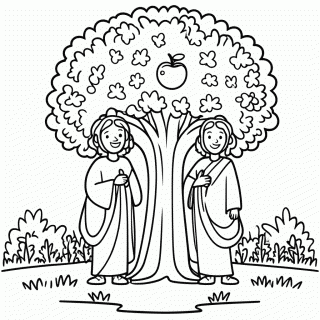 Adão e Eva no Jardim do Éden — Bíblia Infantil para Colorir