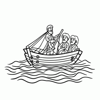 Jesus na Barca para colorir