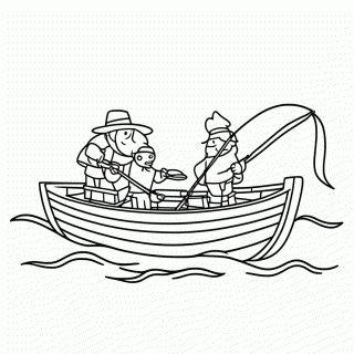 Pedro e André Pescando para colorir