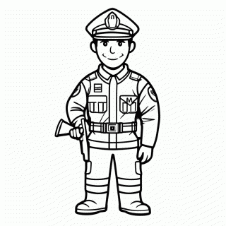 Policial Com Cassetete para colorir