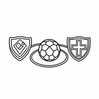 Bola com Escudos Brasil x Noruega para Colorir — Brasil x Noruega para Colorir