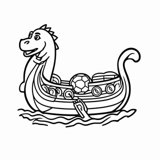 Navio Viking com Bola de Futebol para Colorir para colorir