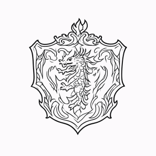 Escudo Dragao Fogo para colorir