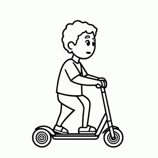 Andar De Patinete para colorir