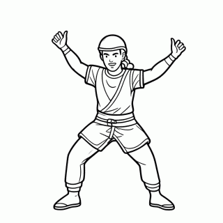 Capoeirista Meia Lua De Frente para colorir