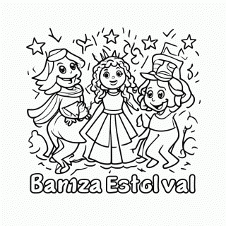 Carnaval — Baliza Escola para colorir