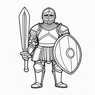 Cavaleiro de Armadura — Cavaleiros e Castelos para Colorir