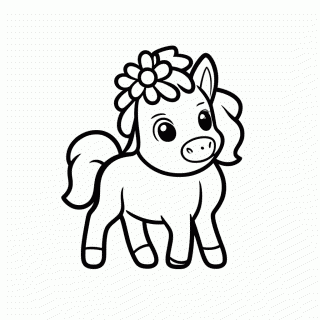 Cavalinho Com Flor para colorir