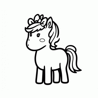 Cavalinho Rosa Com Laco — Cavalinhos Fofos para Colorir