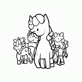 Familia De Cavalinhos — Cavalinhos Fofos para Colorir