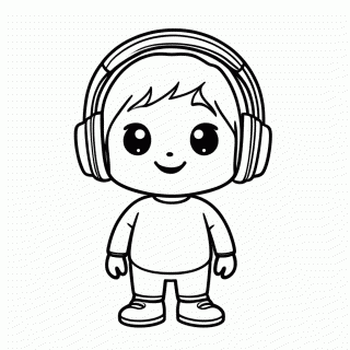 Streamer Gamer com Headset para colorir