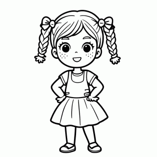Menina de Tranças para colorir