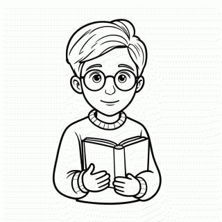 Menino Estudioso para colorir