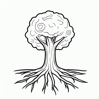 Arvore Com Raizes para colorir