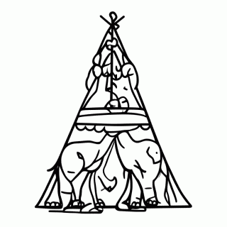 Elefante Circense Piramide — Circo para Colorir