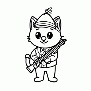 Gato Caçador Clássico para colorir