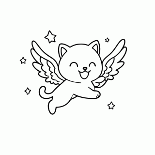 Gato Alado para colorir