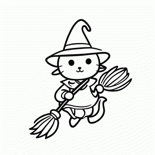 Gato Bruxinha para colorir