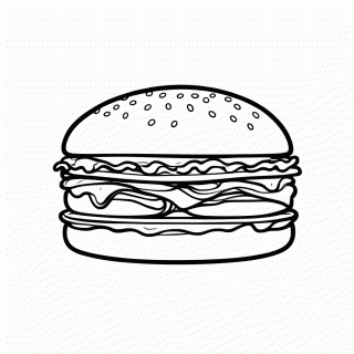 Hamburguer Classico — Fast Food e Lanches para Colorir
