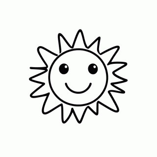 Sol Com Rosto Feliz — Dia das Crianças para Colorir